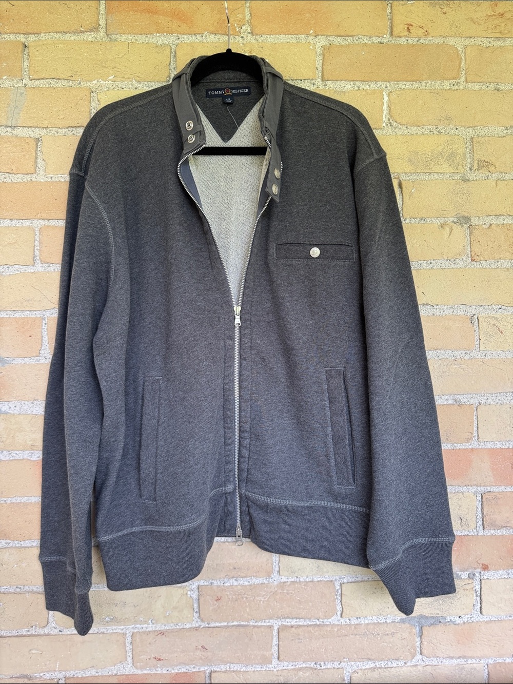 Tommy Hilfiger Men’s Dark Charcoal Zip-Up Sweatershirt Jacket